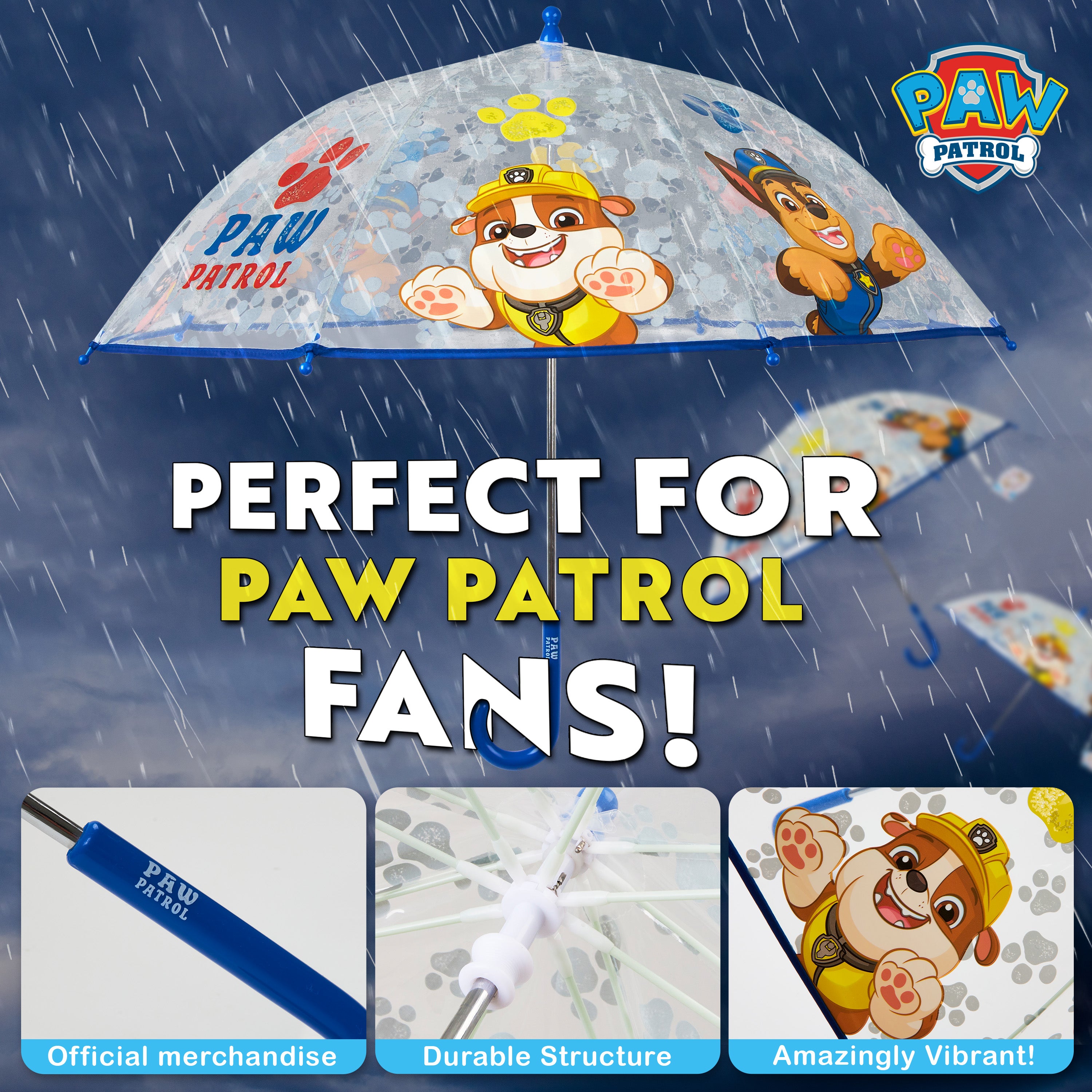 Paw Patrol Umbrella with Clear Dome - Lightweight Kids Travel Accessories - Get Trend