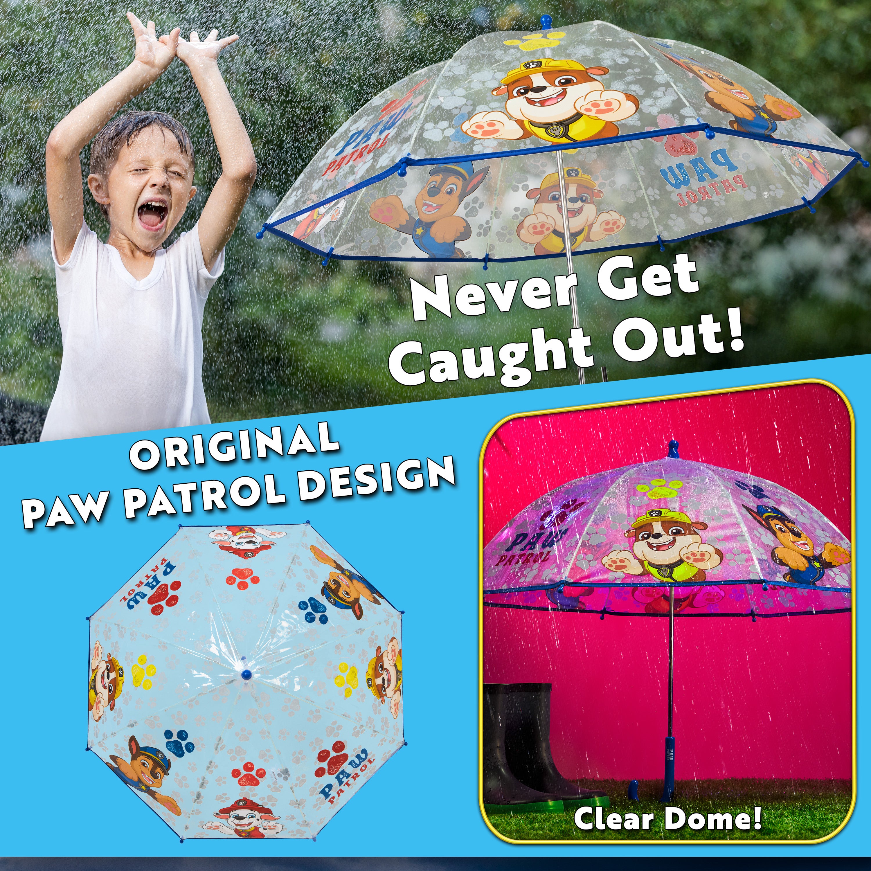 Paw Patrol Umbrella with Clear Dome - Lightweight Kids Travel Accessories - Get Trend