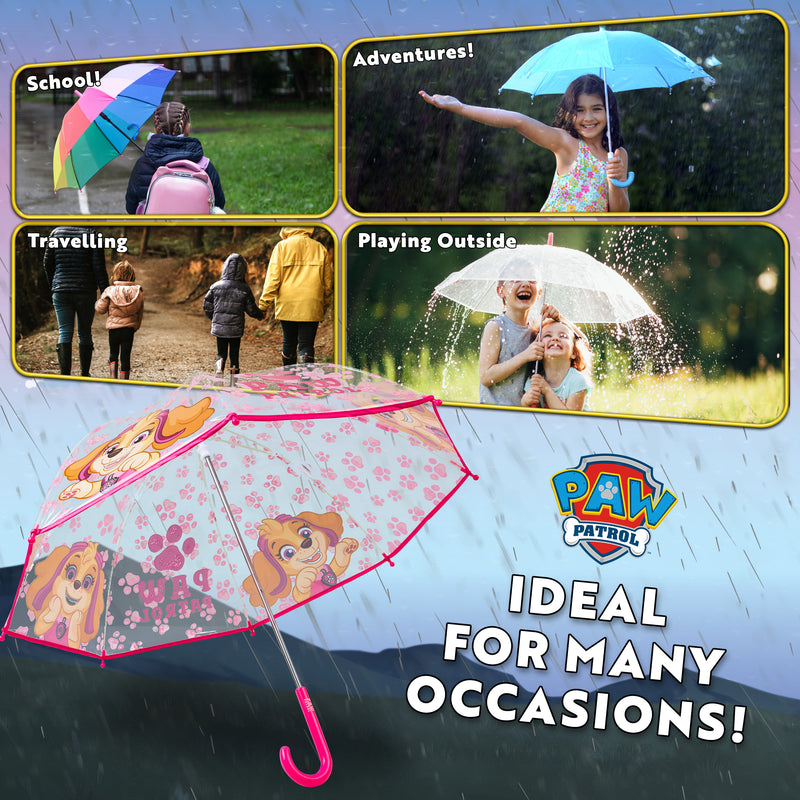 Paw Patrol Skye,  Stick Umbrella for Kids, Clear Dome Lightweight Kids Umbrella