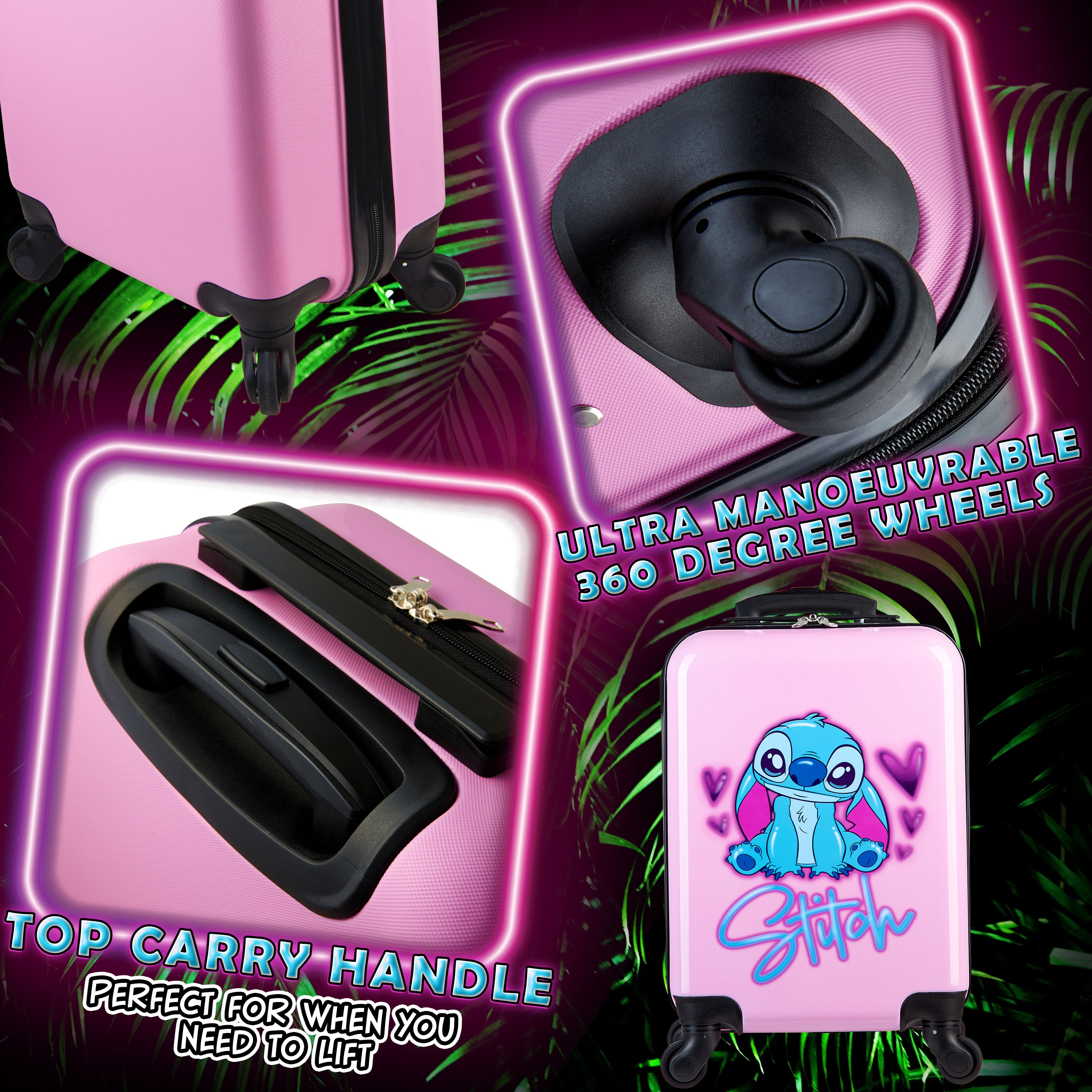 Disney Stitch Suitcase Hard Shell 49.5 x 32 x 21cm 28L Capacity - Get Trend