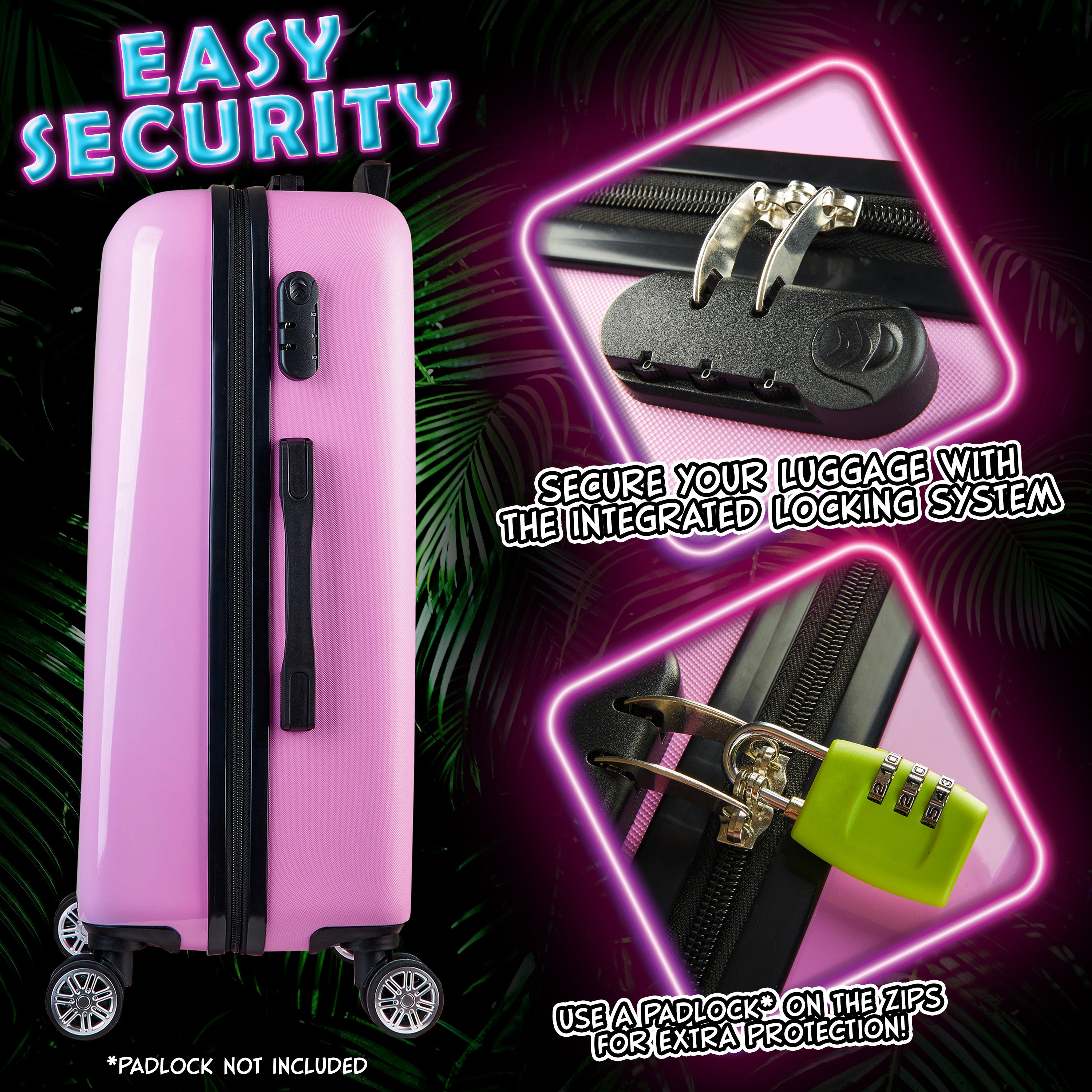 Disney Stitch Suitcase Hard Shell 66.5 x 45.5 x 25.5cm 50L Capacity - Get Trend