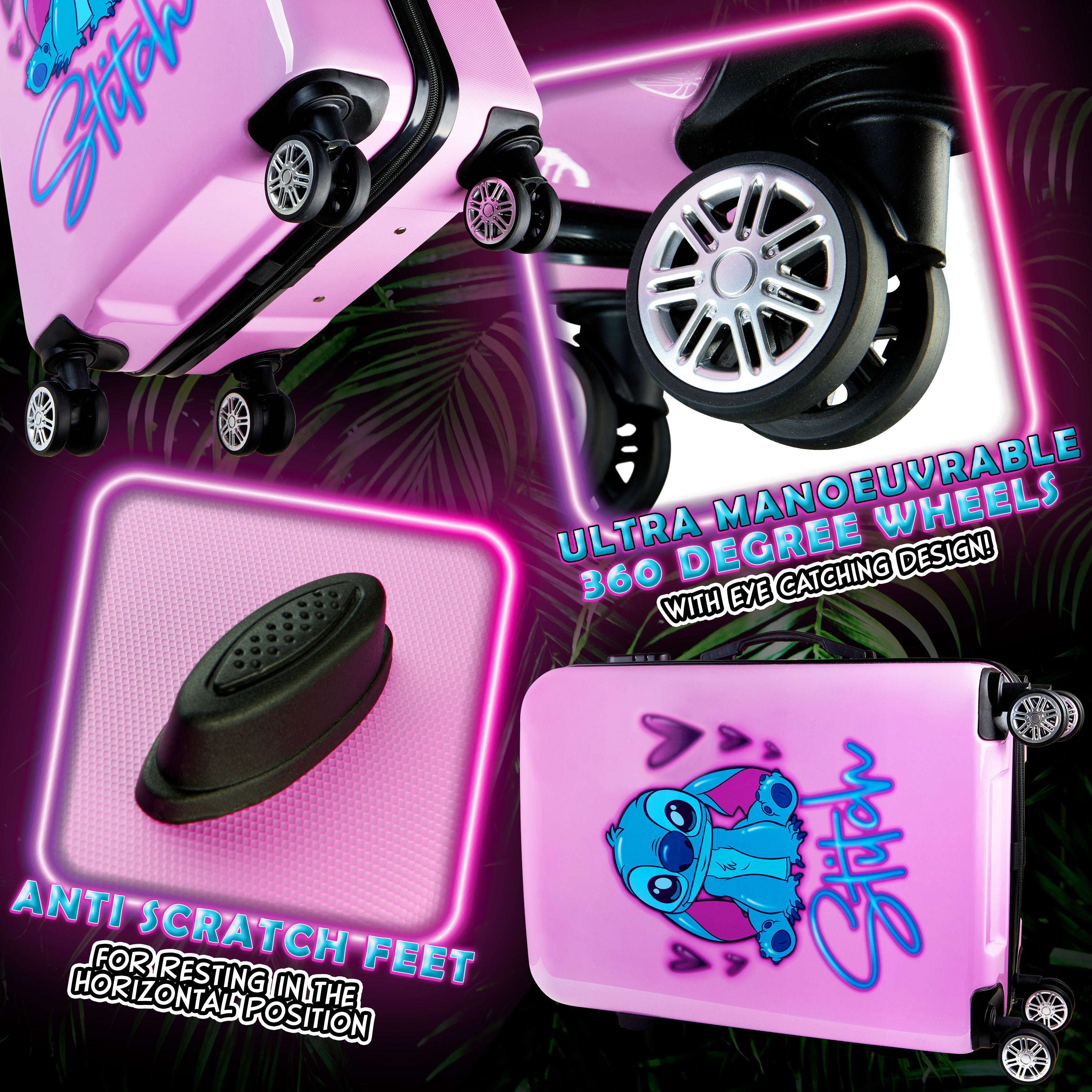 Disney Stitch Suitcase Hard Shell 66.5 x 45.5 x 25.5cm 50L Capacity - Get Trend