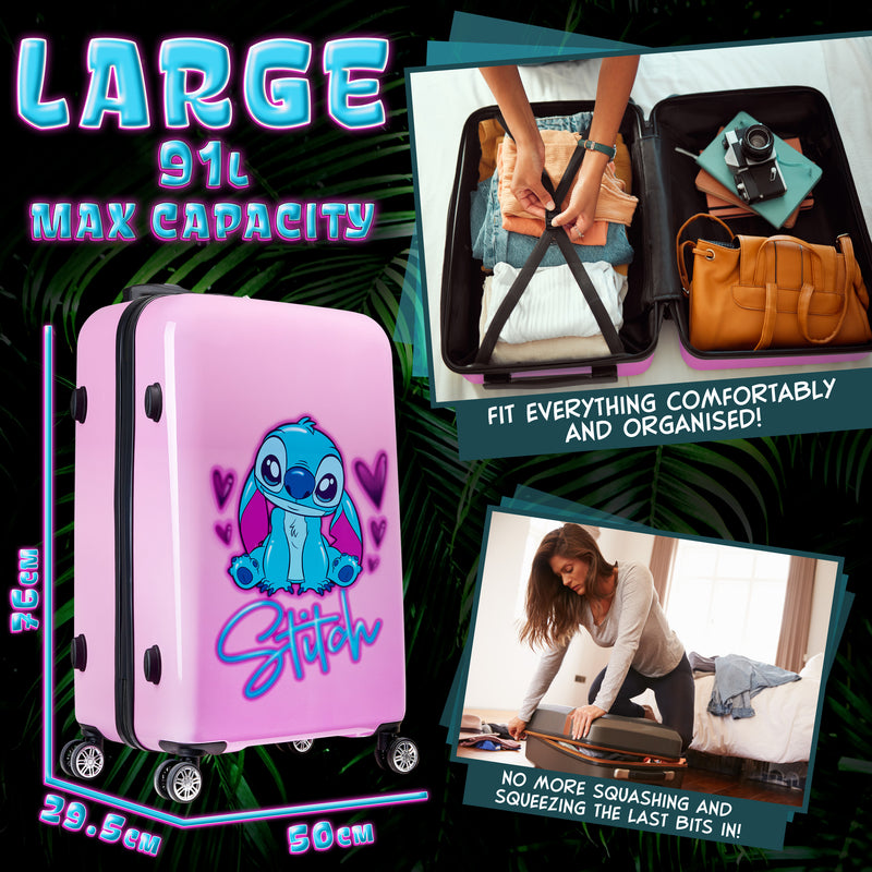 Disney Stitch Carry On Travel Bag - Pink Stitch Large - Get Trend