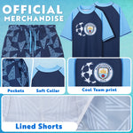 MANCHESTER CITY F.C. Swimsuit Set Boys 2 Pcs Swimming Costume Swim Shorts Rash Vest - Get Trend