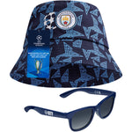MANCHESTER CITY F.C. Bucket Hat and Kids Sunglasses Set Summer Sun Hat 100% UV - Get Trend
