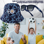 MANCHESTER CITY F.C. Bucket Hat and Kids Sunglasses Set Summer Sun Hat 100% UV - Get Trend