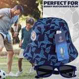 MANCHESTER CITY F.C. Bucket Hat and Kids Sunglasses Set Summer Sun Hat 100% UV - Get Trend