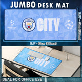 Manchester City F.C. Mouse Mat Large Desk Mat Gaming PC Keyboard Laptop Mouse Pad 80 x 35cm Protector Mat Non Slip Home Office Desk Accessories Football Gifts - Get Trend