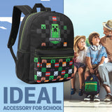 Minecraft Kids School Backpack with Zipped Front Pocket for Sports, Travel - Gamer Gifts