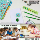 Minecraft Pencil Case and Stationery Set for Kids Filled Pencil Pouch Notebook Sticky Notes
