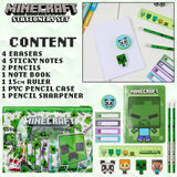 Minecraft Pencil Case and Stationery Set for Kids Filled Pencil Pouch Notebook Sticky Notes