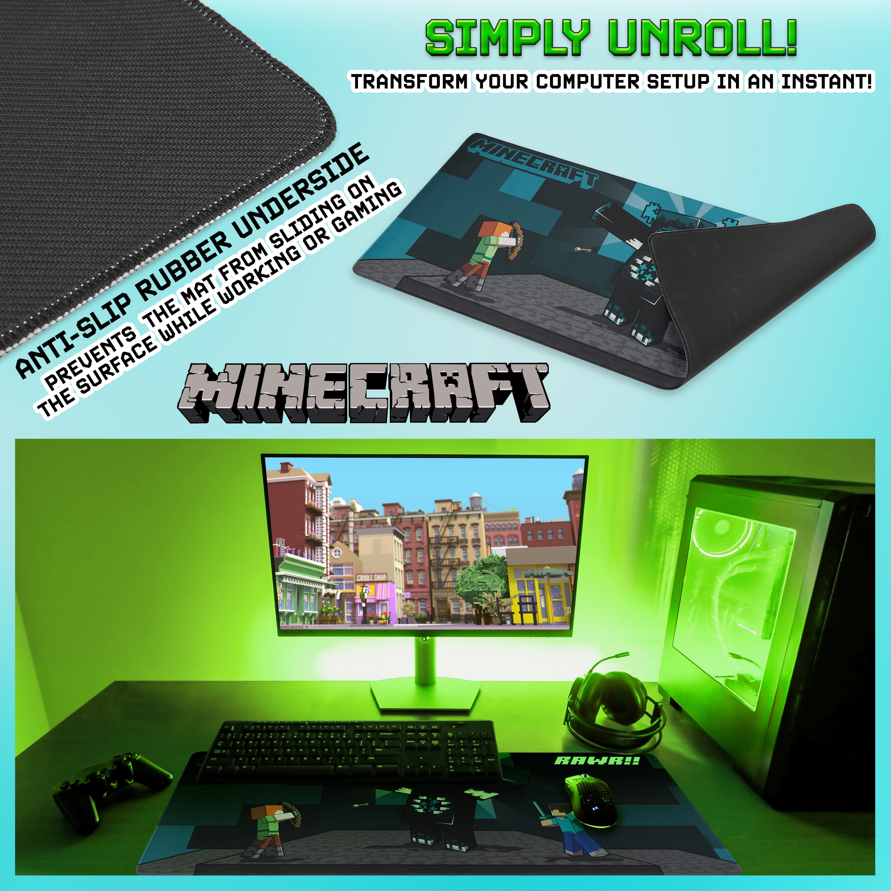 Minecraft Desk Pad for Kids and Teenagers - Blue – Get Trend