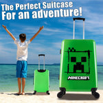 Minecraft Suitcase Kids Teens Creeper Hard Shell Luggage Travel Case 4 Wheels Handle Travel Essentials Holiday School Trips (Green, M/L66.5cm x W45.5-46L) - Get Trend