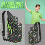 Minecraft Crossbody Bag for Boys Teens Creeper Sling Bag with Compartments Adjustable Strap Chest Bag for Travel Holidays Ideal for Phone Wallets Gamer Gifts - Get Trend