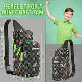Minecraft Crossbody Bag for Boys Teens Creeper Sling Bag with Compartments Adjustable Strap Chest Bag for Travel Holidays Ideal for Phone Wallets Gamer Gifts - Get Trend