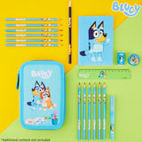 Bluey Filled Pencil Case for Kids with 2 Compartments, Stationery Included - Primary School Supplies