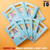 Bluey Party Bags for Kids with Sticker Sheet Included, Pack of 10 - Kids' Party Favours