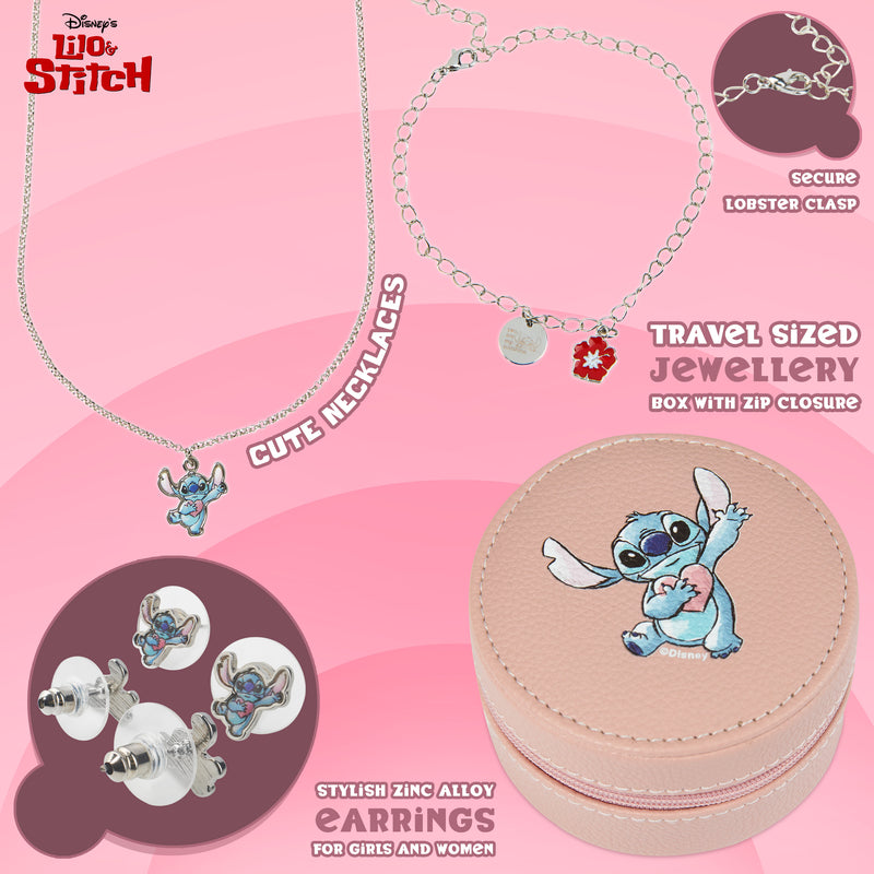 Disney Stitch 3 Piece Jewellery Set, Earrings,  Bracelet & Necklace Set
