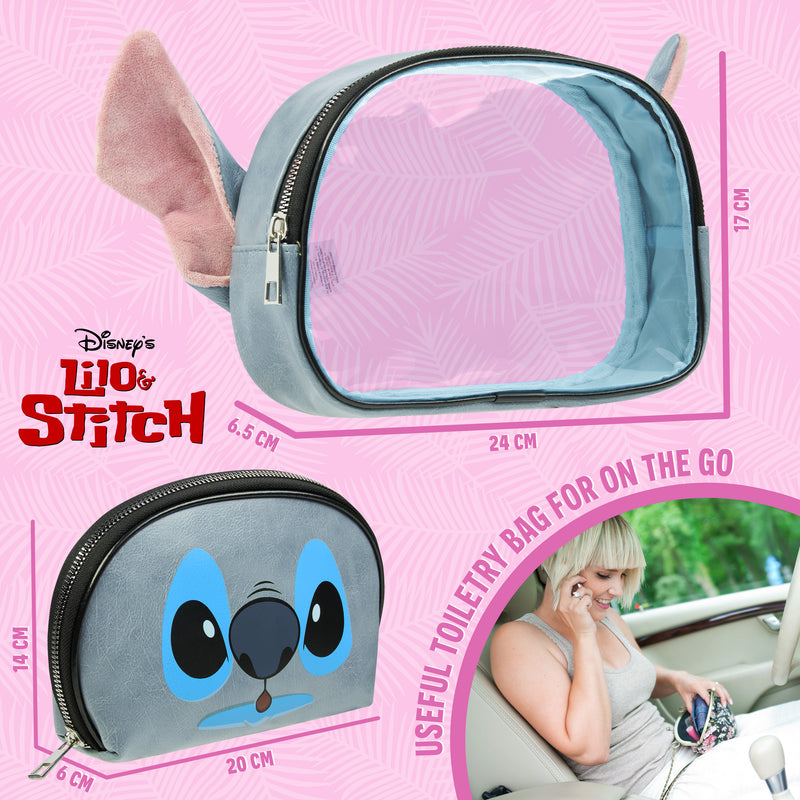 Disney Stitch Toiletry Bag for Women - Blue- 2 Pieces