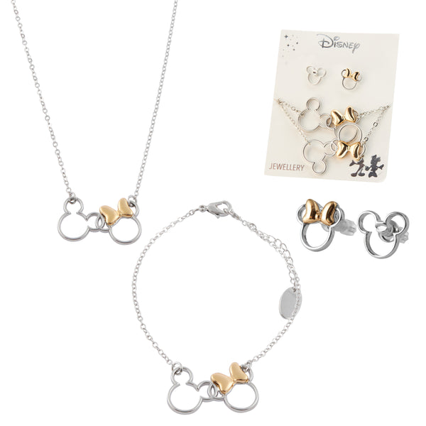 Disney Jewellery Set - Earrings, Bracelet & Necklace - Minnie/Mickey