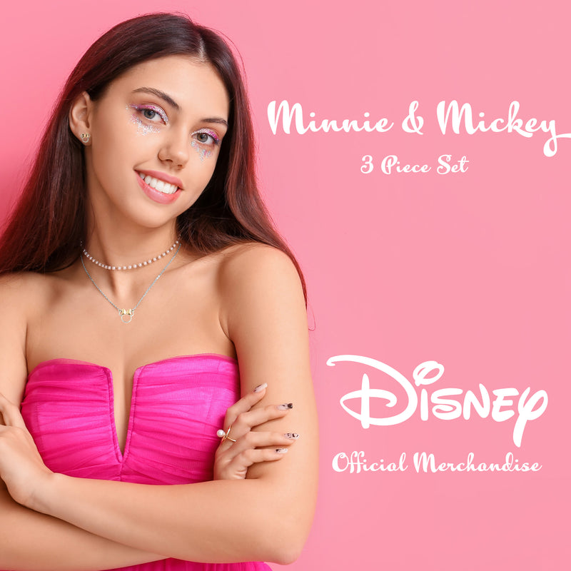 Disney Jewellery Set - Earrings, Bracelet & Necklace - Minnie/Mickey