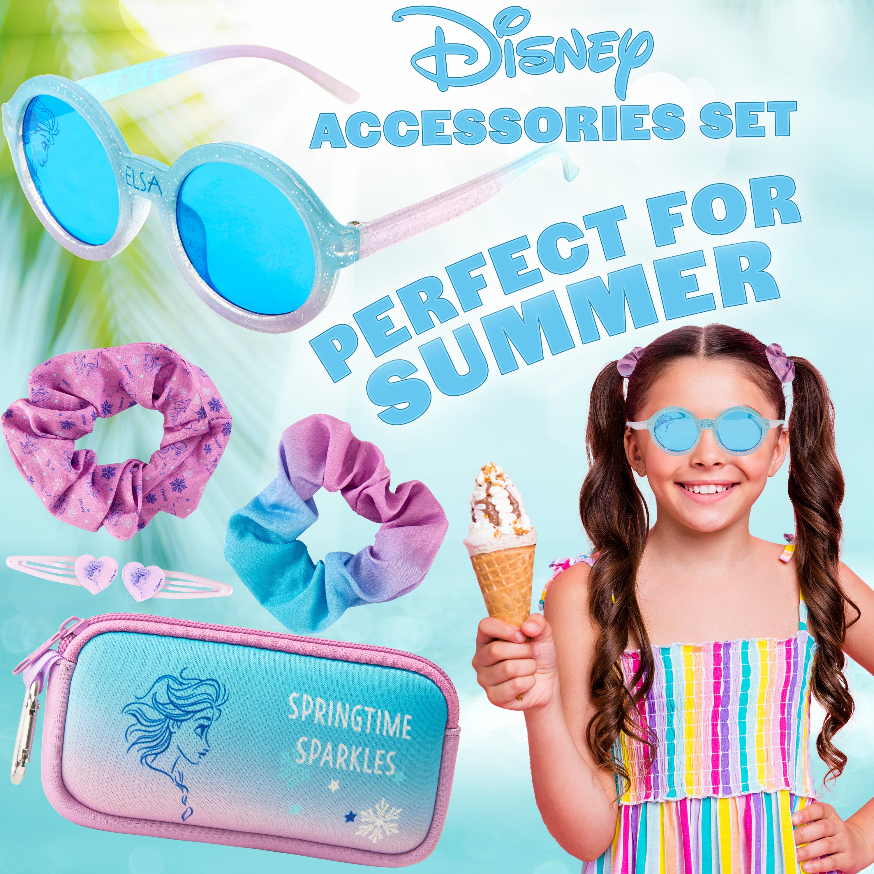 Disney Girls UV Protection Sunglasses, Case and Hair Accessories Set - ELSA - Get Trend