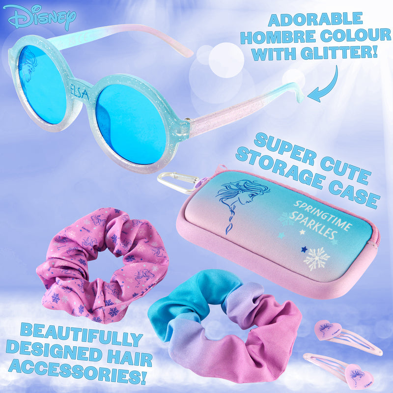 Disney Girls UV Protection Sunglasses, Case and Hair Accessories Set - ELSA - Get Trend