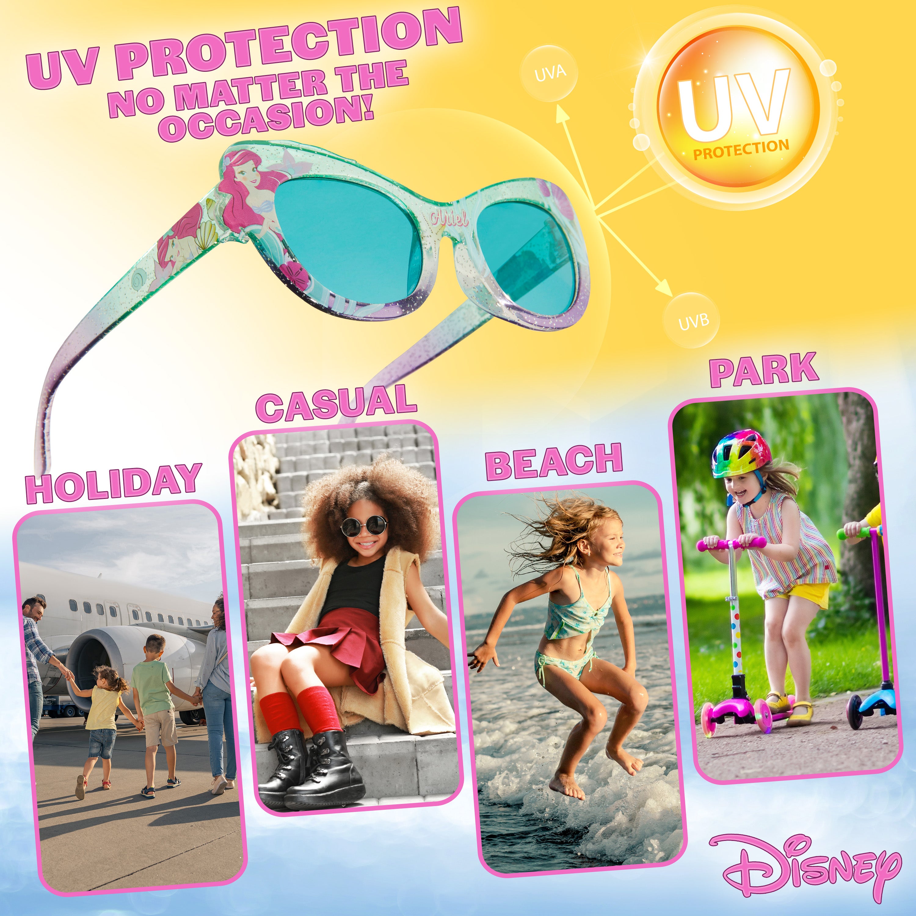 Disney Girls UV Protection Sunglasses, Case and Hair Accessories Set - ARIEL - Get Trend