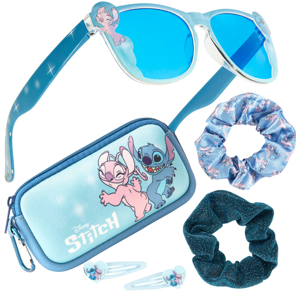 Disney Girls UV Protection Sunglasses, Case and Hair Accessories Set - Stitch & Angel - Get Trend