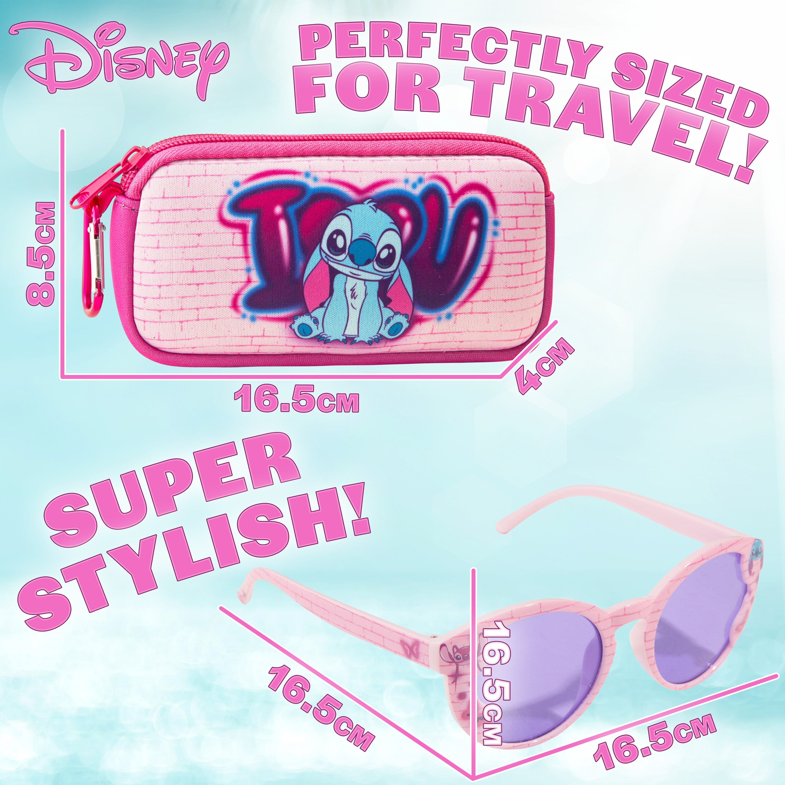 Disney Girls UV Protection Sunglasses, Case and Hair Accessories Set - Stitch - Get Trend