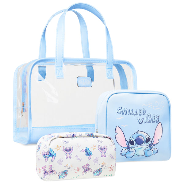 Disney Stitch Toiletry Bags Set of 3 - Zipped Wash Bag and Cosmetic Bag