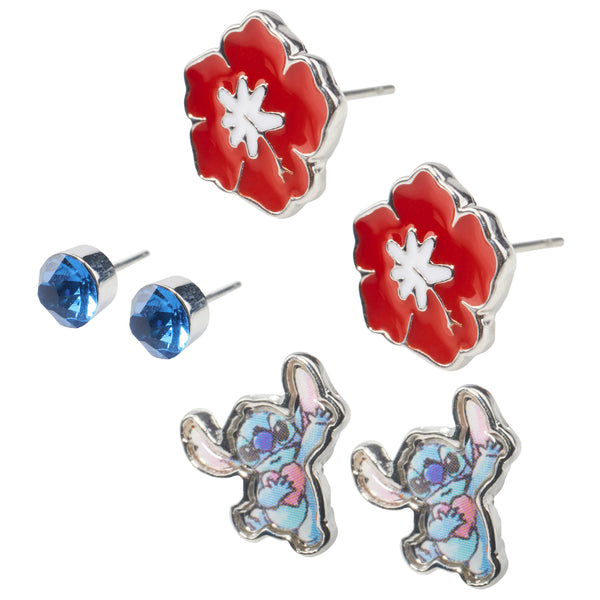 Disney Stitch Jewellery Sets for Girls - 3 Pairs of Stud Earrings