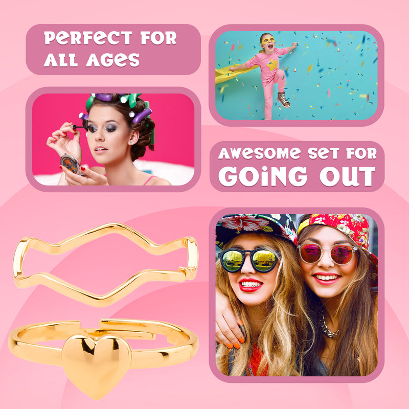 Disney Girls Rings, Adjustable Gold Rings Pack of 7 - Girls Gifts - Get Trend