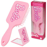 Barbie Detangle Hair Brush for Women Teenagers Girls, Paddle Brush and Compact Mirror Set - Gifts for Her