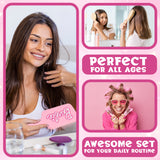 Barbie Detangle Hair Brush for Women Teenagers Girls, Paddle Brush and Compact Mirror Set - Gifts for Her