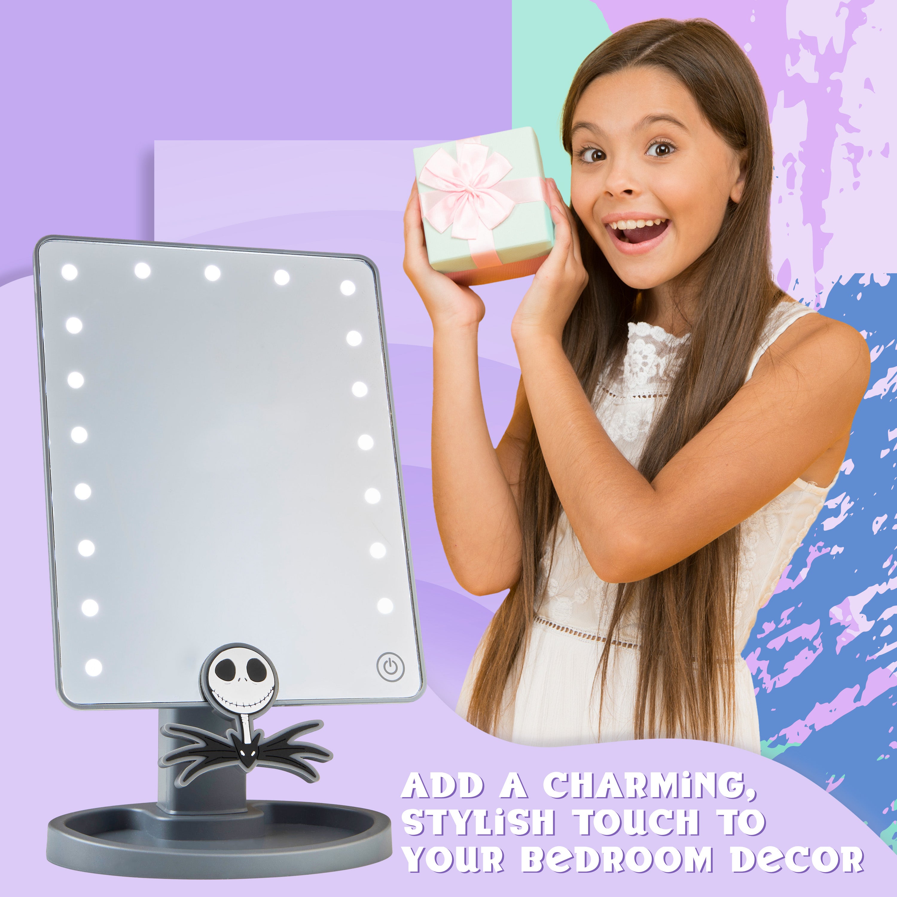 Disney The Nightmare Before Christmas LED Table Mirror with Trinket Tray (Grey) - Get Trend