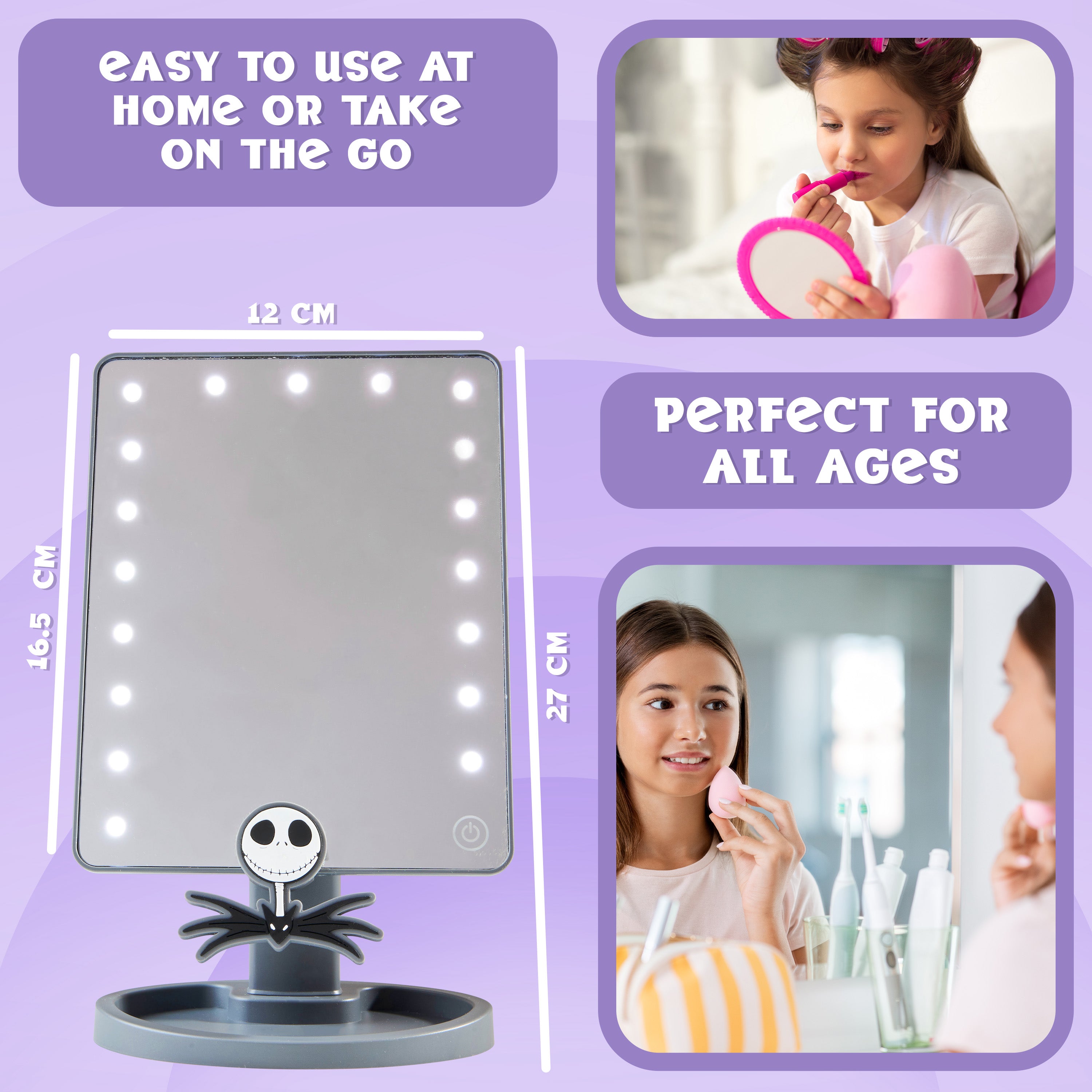 Disney The Nightmare Before Christmas LED Table Mirror with Trinket Tray (Grey) - Get Trend