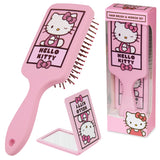 Hello Kitty Detangle Hair Brush for Women, Teenagers, and Girls, Kawaii Hair Accessories - Cute Gifts for Her (Hello Kitty Brush & Mirror)