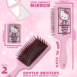 Hello Kitty Detangle Hair Brush for Women, Teenagers, and Girls, Kawaii Hair Accessories - Cute Gifts for Her (Hello Kitty Brush & Mirror)