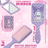 Hello Kitty Detangle Hair Brush for Women, Teenagers, and Girls, Kawaii Hair Accessories - Cute Gifts for Her (Purple Kuromi 2 Pcs)