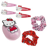 Hello Kitty Detangle Hair Brush for Women, Teenagers, and Girls, Kawaii Hair Accessories - Cute Gifts for Her (Pink Hello Kitty 7 Pcs)