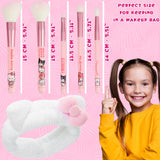 Hello Kitty Makeup Brush Set of 5 with Fluffy Headband - Gifts for Her