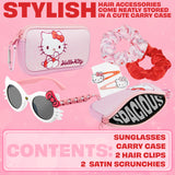 Get Trend Sunglasses and Hair Accessories Set for Girls With Clips Scrunchie Carry Case 100% UV Protection Sunglasses for Travel Holidays Days Out Girls Gifts