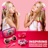 Get Trend Sunglasses and Hair Accessories Set for Girls With Clips Scrunchie Carry Case 100% UV Protection Sunglasses for Travel Holidays Days Out Girls Gifts