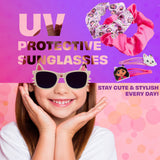 Get Trend Sunglasses and Hair Accessories Set for Girls With Clips Scrunchie Carry Case 100% UV Protection Sunglasses for Travel Holidays Days Out Girls Gifts