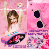 Get Trend Sunglasses and Hair Accessories Set for Girls With Clips Scrunchie Carry Case 100% UV Protection Sunglasses for Travel Holidays Days Out Girls Gifts