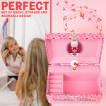 Hello Kitty Jewellery Box Musical Wind Up Spinning Figure Kawaii Keepsake Memory Box Girls Teens Ring Slots Organiser Bedroom Decor Anime Gifts for Girls - Get Trend