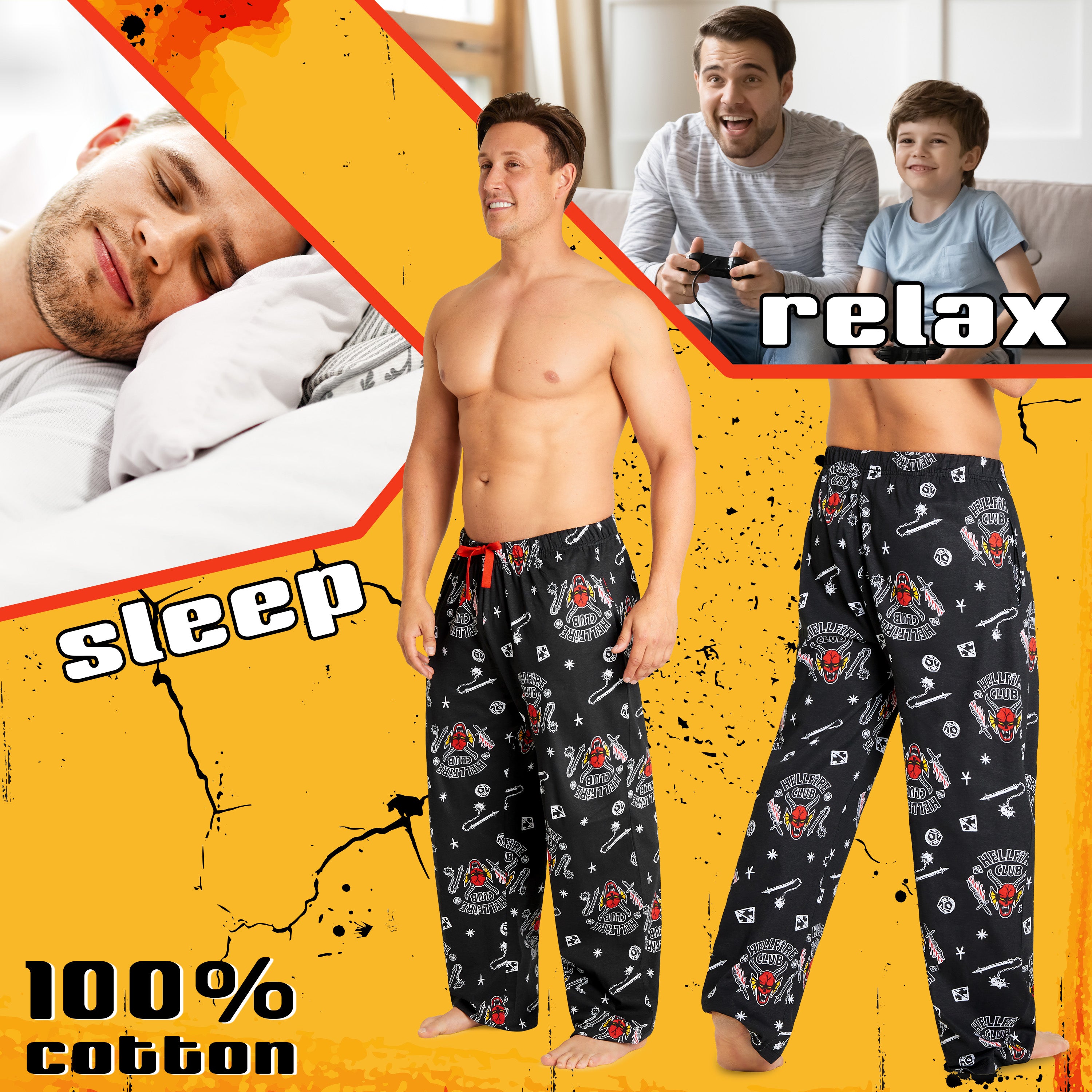 Stranger Things Mens Pyjama Bottoms - Nightwear PJs for Men - Get Trend