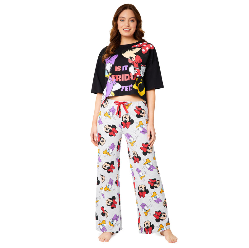 Disney Womens Pyjamas Set - Nightwear for Women - Black/Grey Minnie