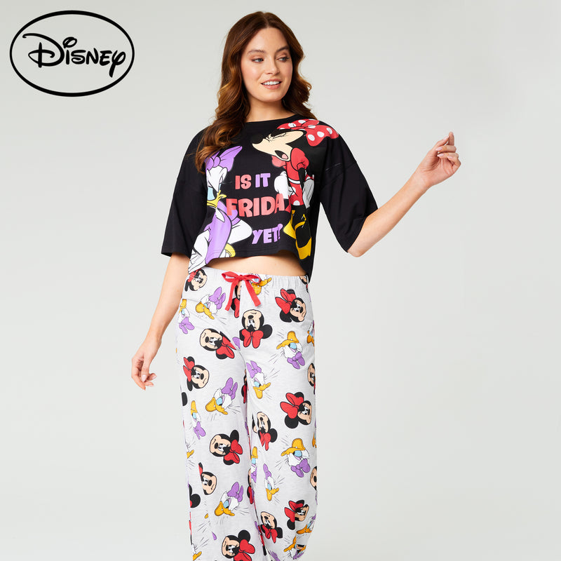 Disney Womens Pyjamas Set - Nightwear for Women - Black/Grey Minnie - Get Trend